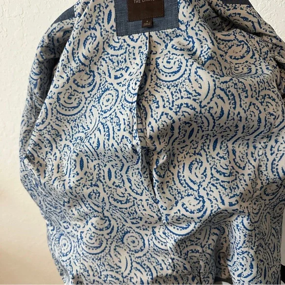 The Limited S Cropped Denim/Chambray 3/4 Sleeve Heathered Suit Jacket Blazer - Picture 8 of 10